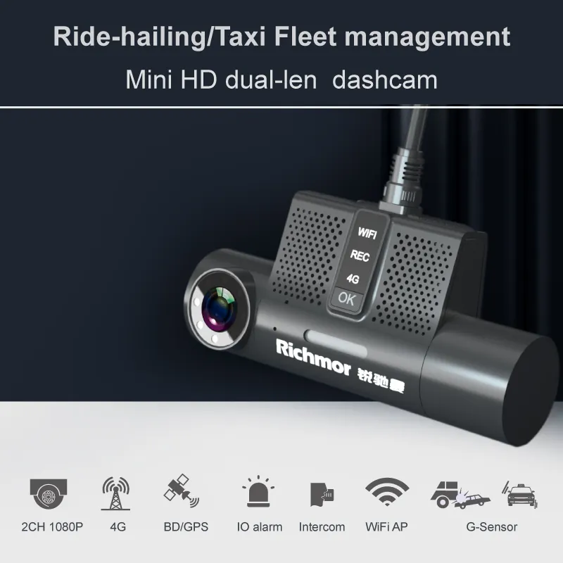 Richmor Mini Duel ống kính Dashcam 4G GPS Wifi xe hộp đen Video Recorder tất cả trong một DVR hộp đen