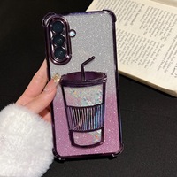Coque de téléphone Thé au lait sable mouvant pour Samsung A57 A16 A13 et iPhone séries 11-18, coque arrière antichute à quatre coins