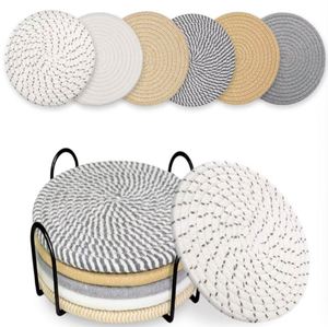 Set de table isolant en coton et lin tressé à la main, résistant à la chaleur, design moderne et minimaliste, plusieurs tailles disponibles - Product Image 1