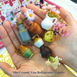 Nouveau Mini <span class=keywords><strong>Vase</strong></span> Aimants 3D Mignon Aimant En Céramique Aimants De Réfrigérateur Artisanat En Céramique Ornements Cadeau - Product Image 2