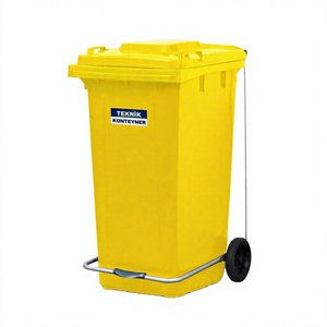 240L Yellow Plastic Garbage <b>Bin</b> - Pedal-Operated Outdoor & Indoor Trash Can by Turkish Manufacturer - Product Image 1