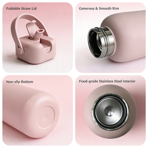 Nuova Bottiglia d'<span class=keywords><strong>Acqua</strong></span> 2026 Riutilizzabile a Doppia Parete in Acciaio Inox con Isolamento Sottovuoto, Logo Personalizzato, Coperchio con Cannuccia e Base in Silicone - Product Image 4