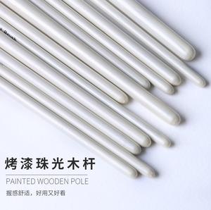 12 buah Set kuas lukisan gagang kayu putih rambut nilon datar bulat untuk perlengkapan seni seniman - Product Image 3