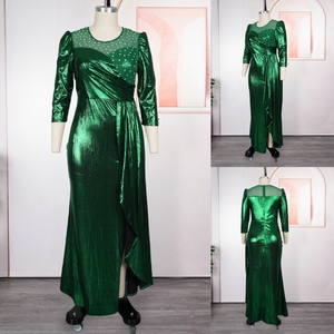 Robe de <span class=keywords><strong>soirée</strong></span> de luxe pour femmes, élégante, col rond, manches longues, tissu brillant, strass, robe africaine, robes de <span class=keywords><strong>soirée</strong></span> formelles pour femmes - Product Image 4