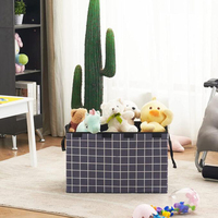 Grande boîte de rangement pliable pour jouets avec couvercle, coffre organisateur pour jouets en peluche