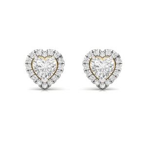 Boucles d'oreilles clous solitaires tendance en diamant CVD de laboratoire taille cœur, certifiées IGI, plaqué or 10K, bijou élégant, cadeau idéal - Product Image 1
