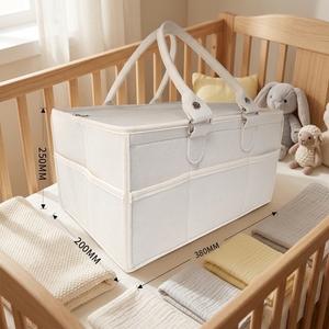Organisateur de couches portable et pliable en feutre léger avec poches extérieures, fermeture éclair latérale et boucles élastiques grandes dimensions - Product Image 5
