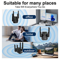 Extensor WiFi de Doble Banda 2.4G 300Mbps con Cobertura de 360°, 4 Antenas, Amplificador de Señal de Largo Alcance, Potenciador Inalámbrico para Interiores y Exteriores