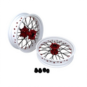 Juego de Ruedas <span class=keywords><strong>Supermoto</strong></span> de 17 Pulgadas para CRF250R CRF450R, Buje Blanco CNC 17x3.5 5.0, DOT ISO/TS16949, Piezas de Alto Rendimiento para Motard - Product Image 1