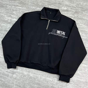 Ropa de calle Boxy Half Zip Polo Hoodie Unisex Heavyweight Quarter Zip sudadera logotipo personalizado algodón sudaderas de hombre de gran tamaño - Product Image 1