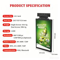 Écran d'affichage TFT LCD ZAXTEAM de 10,1 pouces, étiquette de prix électronique pour supermarché, affichage vidéo et d'images