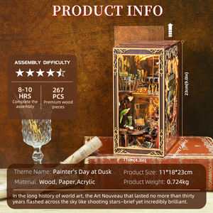 Minicity gran oferta Diy Book Nook Kit biblioteca libro Nook miniatura <span class=keywords><strong>casa</strong></span> Kit Diy Craft Kit biblioteca libro Nook-Día del <span class=keywords><strong>pintor</strong></span> al atardecer - Product Image 2