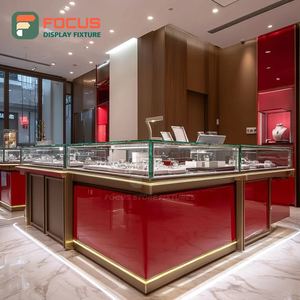 Modern Jewelry Display Case Wood <b>Frame</b> Brand Store Glass Showcase - Product Image 3