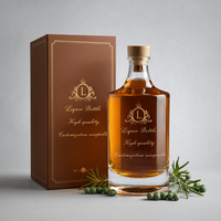 Luxe 500ml cilinderfles van superflintglas met kurkstop, glazen stop, heldere zware bodem, geschikt voor sterke drank, whisky, brandewijn, decanter, bulkverpakking