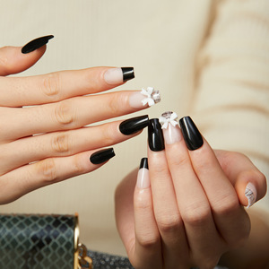 24 pièces de faux ongles en acrylique <span class=keywords><strong>rouge</strong></span> métallisé, collection de Noël, ongles artificiels à coller - Product Image 2