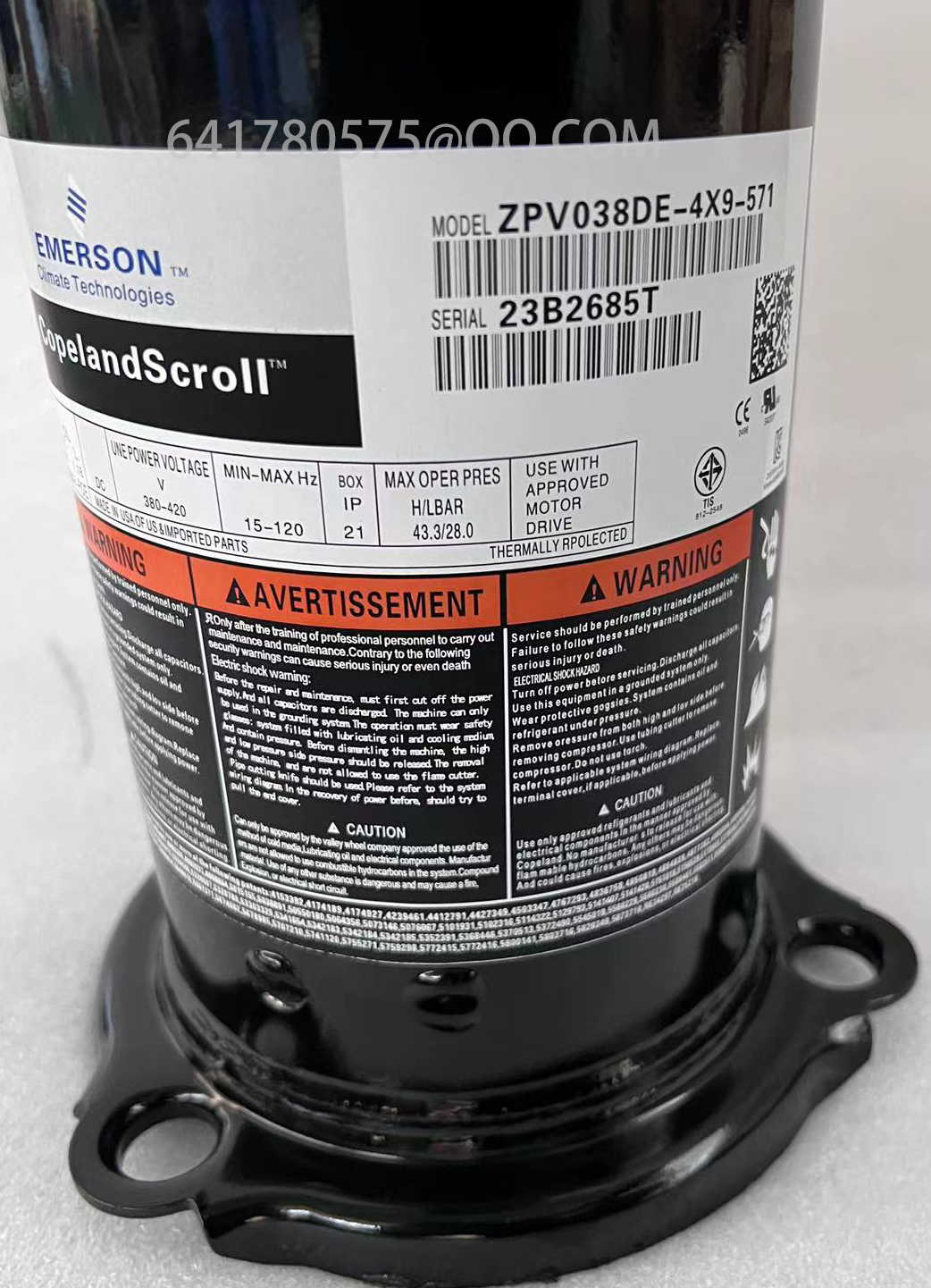 5HP Variable Speed AC Compressor ZPV038 for Efficient Cooling in