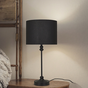 Đèn bàn màu đen đơn giản với bobbin chi tiết trống bóng râm và E14 bóng đèn cơ sở cho đầu giường phòng khách nhà khách sạn hoặc văn phòng - Product Image 5