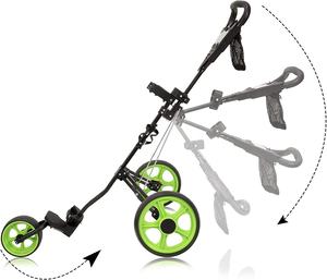 HOW TRUE vente en gros, chariot de traction manuel de Golf pliable en aluminium à 3 roues avec frein à pied - Product Image 4