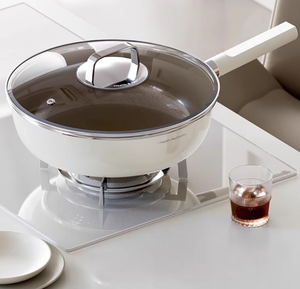 Poêle à frire moderne en aluminium antiadhésive à fond plat/Wok avec couvercle en verre pour la cuisson des steaks, compatible avec les cuisinières à induction et à gaz - Product Image 5