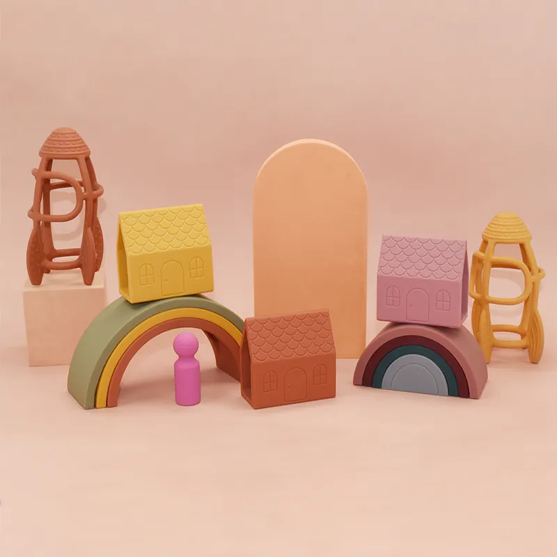 Puzzle a forma di casa in Silicone di nuovo arrivo Bpa Free Eco Friendly giocattolo in Silicone a forma di giocattolo per bambini