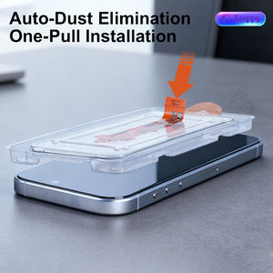 ฟิล์มกระจกนิรภัยแบบเต็มจอ พิมพ์ลายไหม ขอบเรียบ ความแข็ง 9H ป้องกันรอยขีดข่วน พร้อมกล่องติดตั้งอัตโนมัติ สำหรับ <span class=keywords><strong>iPhone</strong></span> - Product Image 2