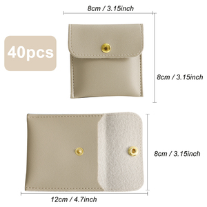 PUPPYSEW ขายส่ง กระเป๋าใส่เครื่องประดับ PU คุณภาพสูง กระเป๋าหนังพร้อมกระดุม  กระเป๋าใส่สร้อยคอ แหวน ต่างหู แพ็ค 40 ชิ้น ไม่มีโลโก้ - Product Image 2