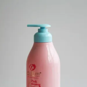 럭셔리 500ml 핑크 PET 플라스틱 로션 펌프 병 사용자 정의 로고 빈 바디 워시 헤어 샴푸 컨디셔너 병
