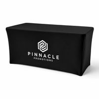 Housse de table ajustée lavable en polyester robuste avec logo personnalisé imprimé pour événements extérieurs, salons professionnels, fêtes et stands de vente