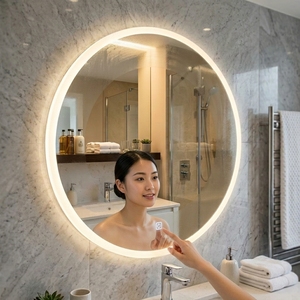 <span class=keywords><strong>Miroir</strong></span> de salle de bain rond à LED rétroéclairé, anti-buée, mural, <span class=keywords><strong>miroir</strong></span> de vanité intelligent pour hôtel, appartement - Product Image 3
