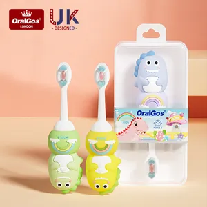OralGos工場プレミアム恐竜キッズ歯ブラシbpa無料リサイクル可能赤ちゃん子供歯ブラシかわいい漫画歯ブラシ卸売