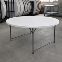Table ronde pliante de 6 pieds pour événements, extérieur, portable, légère, robuste, capacité 150 kg (330 lbs), pour 10 personnes, vente en gros OEM