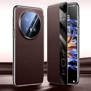เคสหนังแท้สุดหรูสำหรับ Mate 80 Pro Max/80 70 <span class=keywords><strong>RS</strong></span>/Pro/Pro+ ป้องกันฝุ่น กันกระแทก พร้อมหน้าต่างแสดงสถานะการใช้งานอัจฉริยะ - Product Image 2