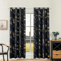 Rideaux occultants complets en marbre avec feuille d'or laminée, isolants thermiques, à œillets, pour salon et chambre à coucher