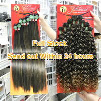 Ekstensi Rambut Julianna, Tahan Panas, Organik, Keriting, Berkualitas Tinggi, Lace Front, Serat Sintetis Lembut, Paket Rambut dengan Closure