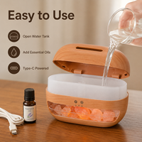 Diffuseur d'arômes créatif en pierre de sel de l'Himalaya, humidificateur à flamme simulée, lampe à LED 7 couleurs, diffuseur de brume pour huiles essentielles, idéal pour l'hôtellerie