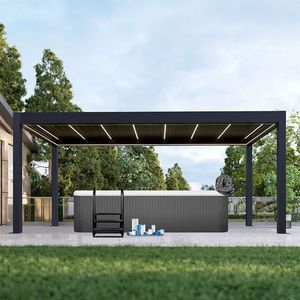 Pérgola de Aluminio Impermeable con Techo de Láminas Motorizado, Gazebo para Exteriores con Control Remoto, Sistema de Techo de Láminas para Jardín y Patio - Product Image 5