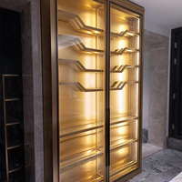 Cave à Vin Thermostatique Moderne en Acier Inoxydable pour la Salle à Manger, Présentoir à Whisky pour Restaurant ou Meuble de Bar d'Hôtel