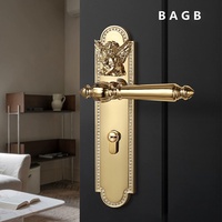 Serrure de porte magnétique style ange français, poignée de porte en bois moderne dorée brillante argentée pour chambre à coucher