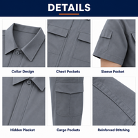 Conjunto de Ropa de Trabajo de Manga Corta de Secado Rápido, Transpirable, de Alta Elasticidad, Nailon y Spandex, Uniforme de Taller para Mecánico de Fábrica