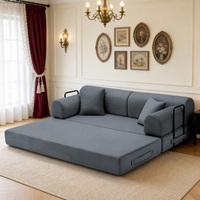 Canapé-lit convertible moderne trois places OE HOME en velours côtelé/mousse/bouclé avec matelas pliant et structure en bois de forme fixe pour appartement
