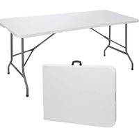 6ft 180cm demi-plastique HDPE cadre en acier massif plateau de table HDPE location de salle à manger en plastique tables et chaises de fête pliantes en plein air