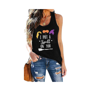 Canotta Casual traspirante per le donne di Halloween ho messo un incantesimo su di voi sorelle Sanderson grafica senza maniche divertente caduta Tee - Product Image 1