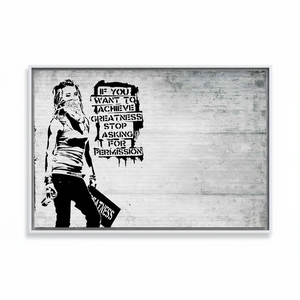 Achieve Greatness: Banksy Graffiti Art Printed <b>Canvas</b> Artwork,WHITE <b>FRAMED</b> <b>CANVAS</b> - Product Image 2