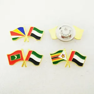 MALDIVES SEYCHELLES ZIMBABWE et EAU U.A.E. ÉMIRATS ARABES UNIS double drapeau croisé drapeaux amitié broche épingle badge épingles