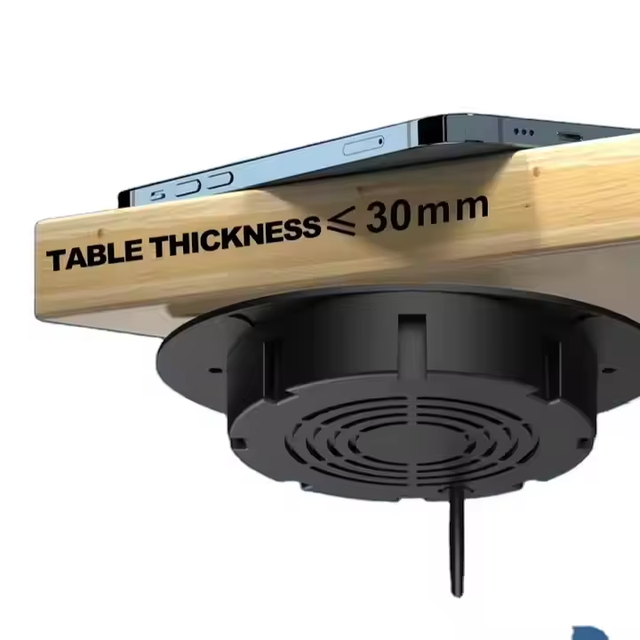 New Arrival Hidden Wireless Charger Screw Fixed Under Table Charger 30mm Furniture Fast Charger for Smart Phone