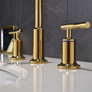 Wholesale Price Brass Gold Three Holes Basin Dual Handle Bathroom Wash Basin Tap Faucet - Product Image 6