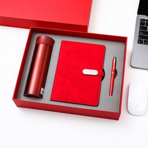Stylish A5 Desk Essentials Kit 100 <b>Sheets</b> Hardcover Notebook Pen Keychain Tumbler for Work Study Paper Leather Fabric Cover - Product Image 4
