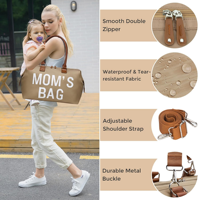 Sac de voyage pour maman à compartiments séparés, en tissu Oxford, multi-poches, pochettes amovibles, manchon de bagage, sangle réglable, certifié Reach