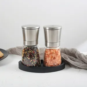 LFGB grinders miller crusher pepper & salt marble old salt pepper spice mill with silicone base