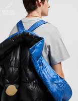 Veste d'hiver décontractée pour homme YuFan, en cuir verni tendance, avec fermeture éclair, col montant double face, rembourrée en duvet